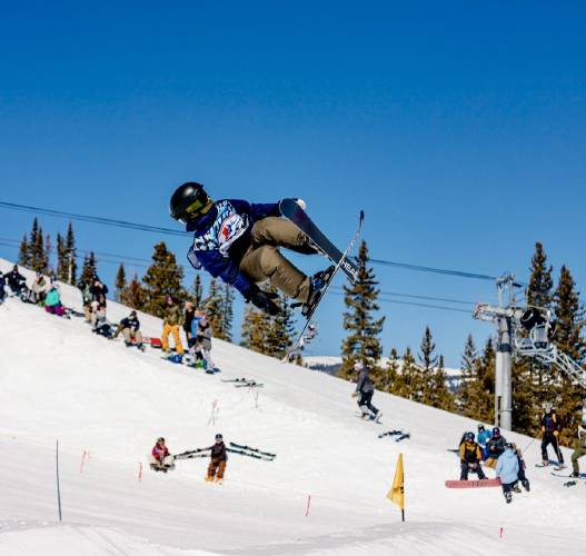 Lucas Allenby competing at the United States of America Snowboard and Freeski Association at Copper Mountain in Colorado earlier this month. 
