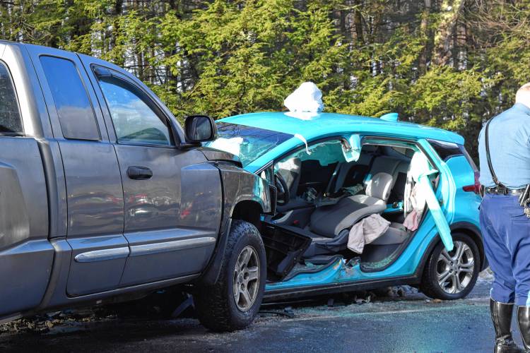 A head-on collision on Greenfield Road in Colrain at around 9 a.m. on Wednesday morning injured two people as well as a dog.