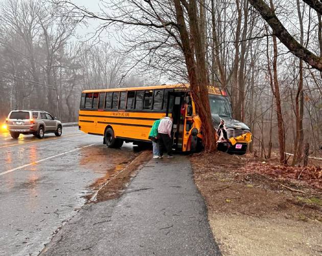 Cedric Cooley, 32, of New Salem, faces charges in East Brookfield District Court after allegedly swerving the vehicle he was driving over the center line on Route 122 in Barre and colliding with a school bus filled with 52 students on Thursday morning. The collision caused the school bus to lose control and strike a guardrail and some trees.