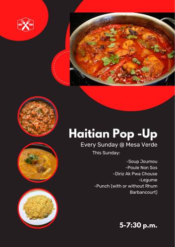 The flyer for a Haitian food pop-up at Mesa Verde in Greenfield.
