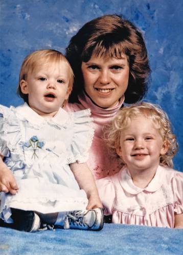Vivian A. Morrissey of Turners Falls, pictured with her two daughters, Katy and Erin. The girls were 1½ and 3 years old, respectively, at the time of their mother’s murder in 1987.