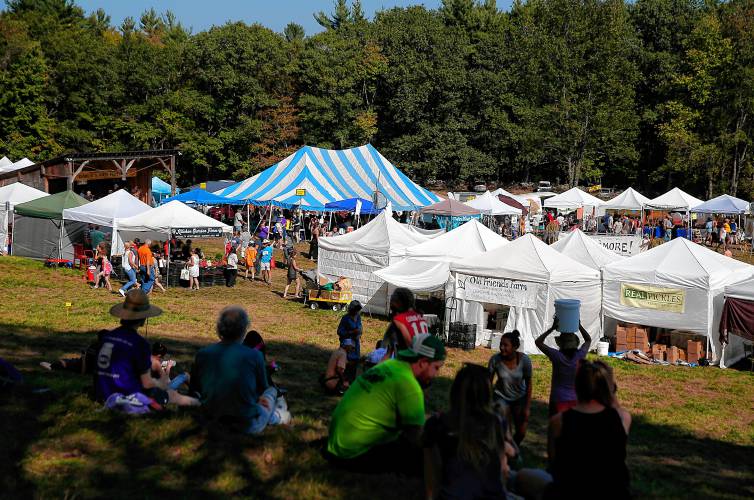 Festival-goers lounge in the shade on the hillside at the 19th annual Garlic and Arts Festival in 2017. This year the fest is held Sept. 30 and Oct. 1 and people are encouraged to purchase tickets online ahead of the event.