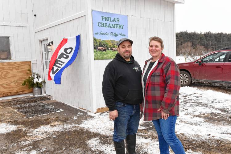 Brian and Keri Peila have opened Peila’s Creamery farm store at Sunrise Valley Farm in Gill.
